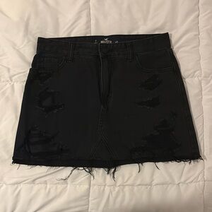Hollister Black Distressed Mini Denim Skirt (size w28)
